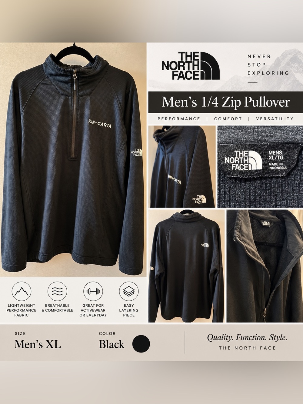 The North Face Men’s 1/4 Zip Performance Pullover - Black